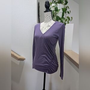LUCY Activewear Ruched Faux Wrap Top - Purple, XS